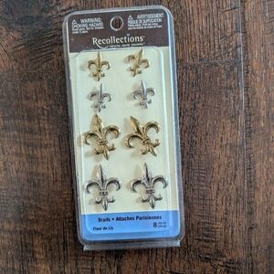 Recollections Fleur De Lis Brads Scrapbooking Embellishments Gold Silver 8pc.